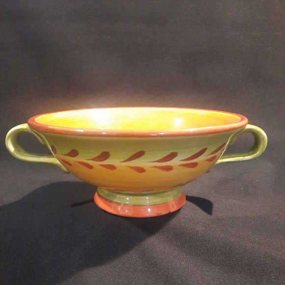 Houston Harvest Ceramic Pedestal Soup Bowl with Handles ~ Set of 2 - Picture 2 of 8